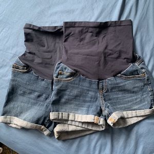 Indigo blue maternity shorts